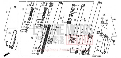 FOURCHETTE AVANT CRF450R5 de 2005